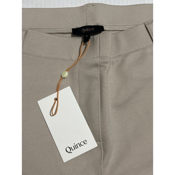 Quince Pants Women’s Large Petite LP Beige Ecru Ultra-Stretch Ponte Straight Leg - Picture 9 of 12